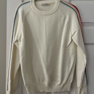 Crewneck Sweater with Sleeve Stripes